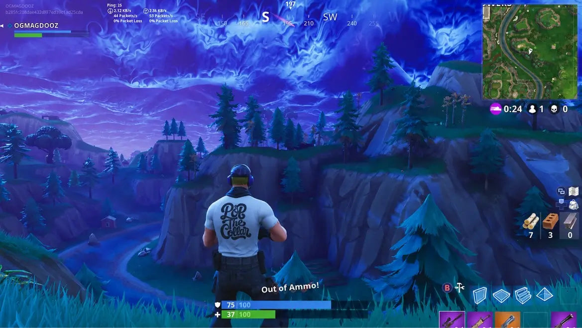 Pop the Collar shirt placed into a Fortnite-inspired promotional scene