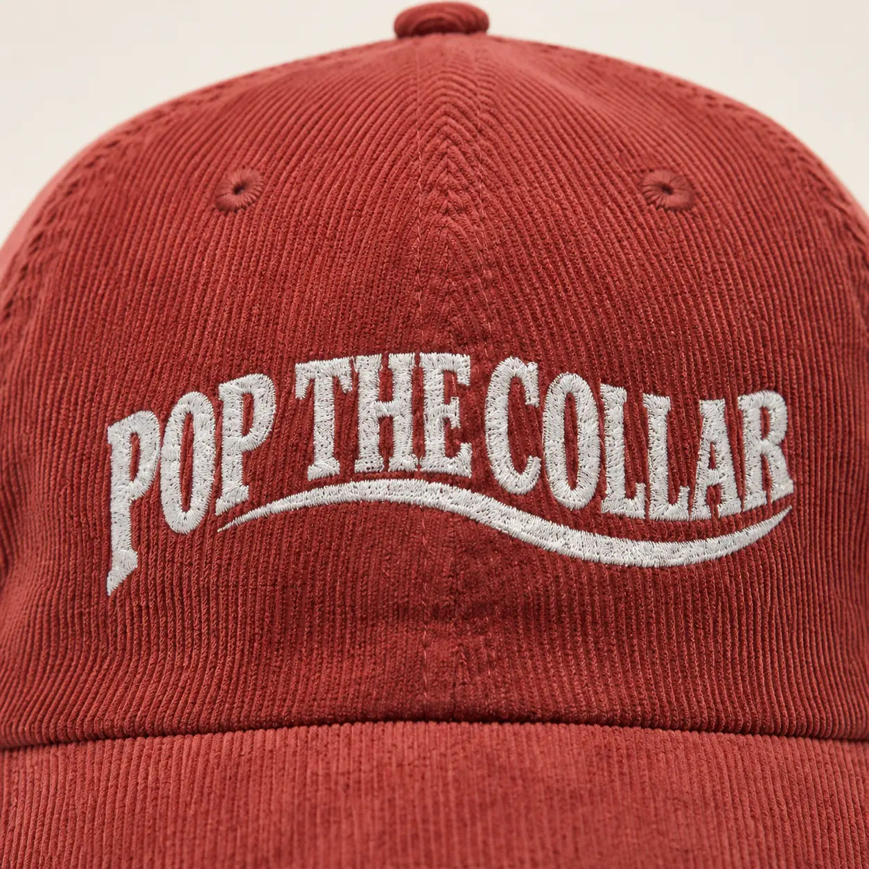 Close-up of the Embroidered Corduroy PTC Hat embroidery